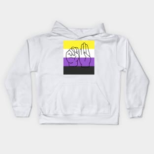 Sign language for Non-binary Kids Hoodie